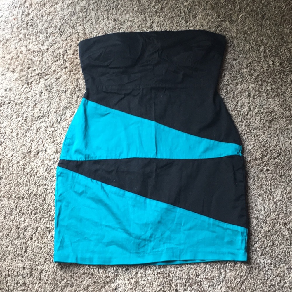 Teal + black dress